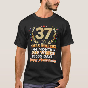 Camiseta 37 Anos De Casamento Feliz 37.O Aniversário De Cas