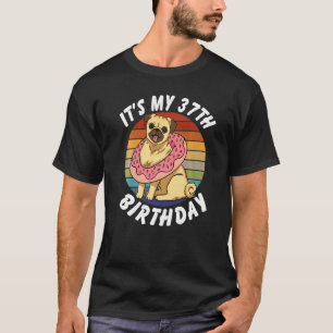Camiseta 37 anos Funny Pug and Rosquinha Retro Vintage 37t