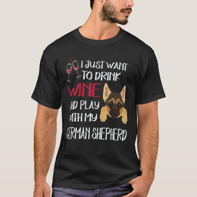 Camiseta 37 Só Quer Beber Vinho E Brincar Com Meu Alemão (Frente)