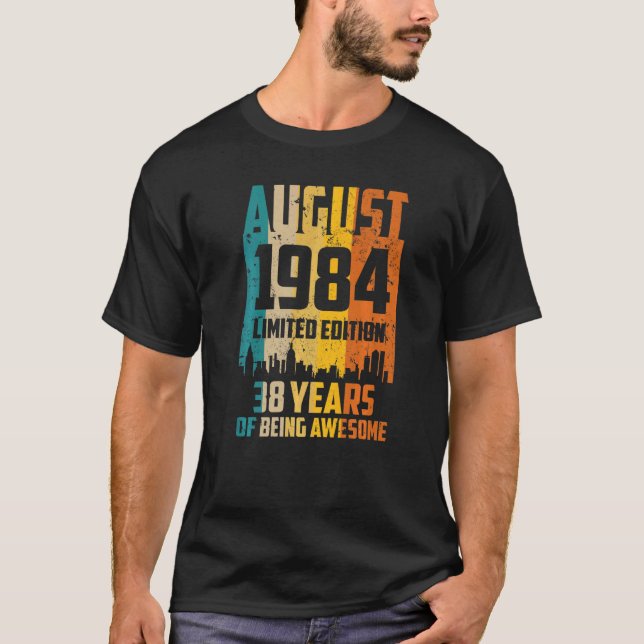 Camiseta 38º aniversário 38 anos incrível desde agosto de 1 (Frente)