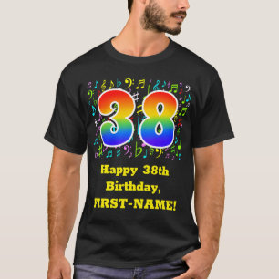 Camiseta 38º Aniversário: Símbolos Coloridos de Música, Arc