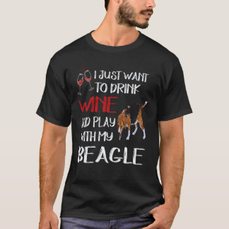 Camiseta 38 Beber Vinho E Brincar Com Meu Beagle