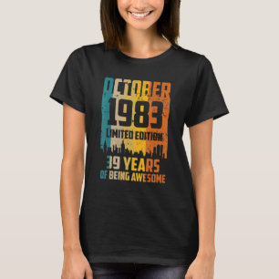 Camiseta 39º Aniversário 39 Anos Incrível Desde outubro de