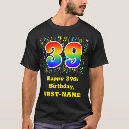 Camiseta 39º aniversário: Símbolos de Música Coloridos, Rai