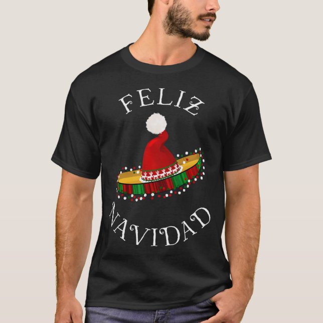 Camiseta 'Feliz Navidad' Santa Hat Sombrero Funny C (Frente)