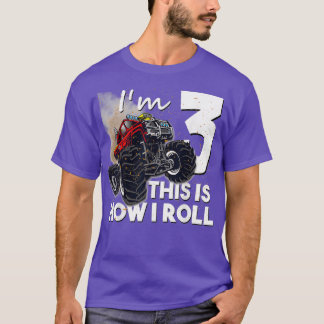 Camiseta 3.º Aniversário Monster Truck 3 Anos