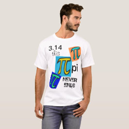 Camiseta 3,14 pi nunca termina símbolos verdes amarelos azu