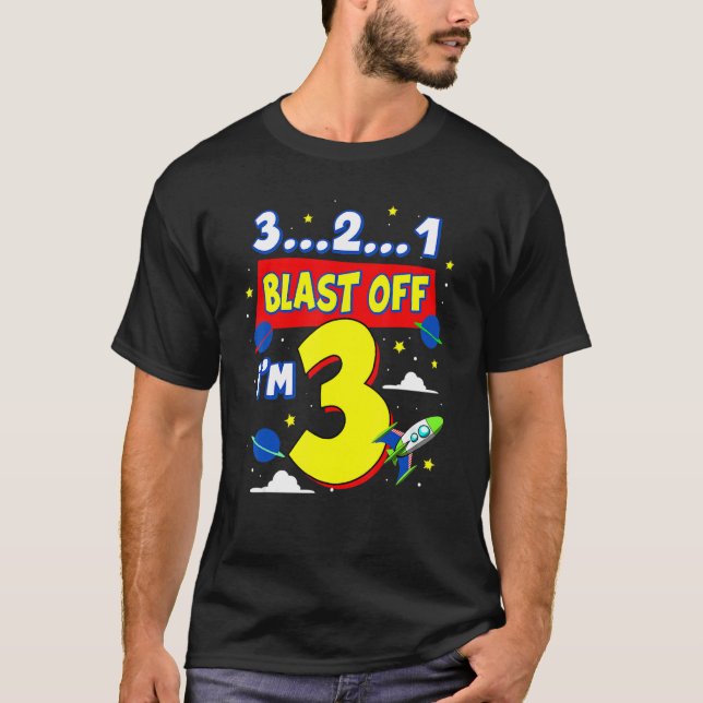 Camiseta 3 2 1 Abastecimento por Festa de aniversário com 3 (Frente)