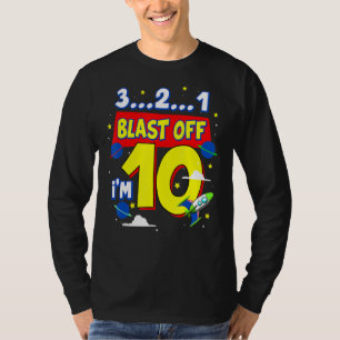 Camiseta 3 2 1 Festas de aniversário De Explosão Com 10 Ano