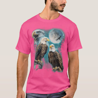Camiseta 3 Águias Gritando Na Lua Engraçada Amor De Pássaro