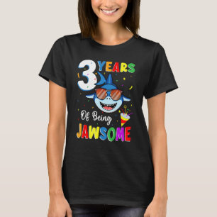 Camiseta 3 Anos De aniversário de 3 anos De Tubarão Jawsome