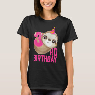 Camiseta 3 Anos de Idade 3º Aniversário Bicho-Preguiça Fofi