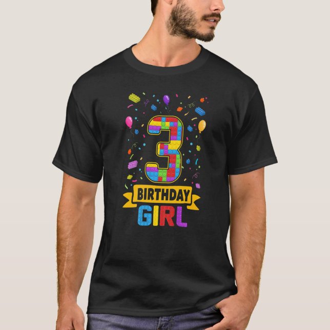 Camiseta 3 Anos De Idade, Blocos De Edifício, aniversário d (Frente)