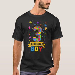Camiseta 3 Anos De Idade Edifícios Blocos aniversário de 3
