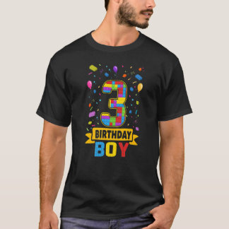 Camiseta 3 Anos De Idade Edifícios Blocos aniversário de 3 