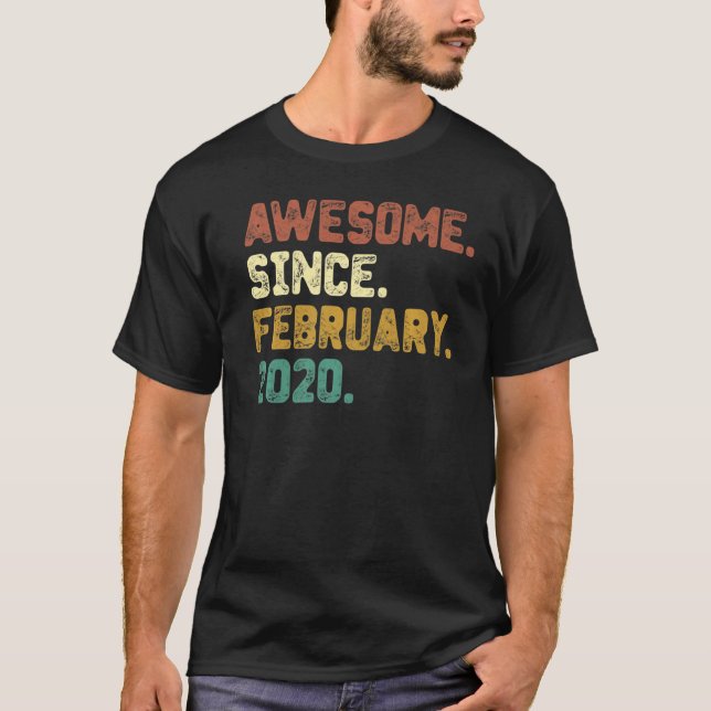 Camiseta 3 Anos De Idade Incrível Desde Fevereiro De 2020 T (Frente)