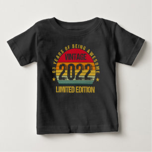Camiseta 3 Anos De Idade Terceiro Ano De 2022 Vintage anive