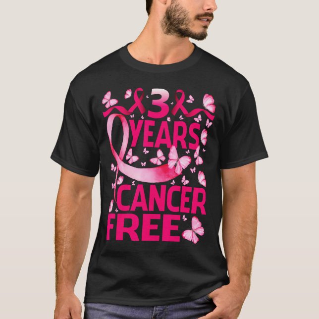 Camiseta 3 anos Sobrevivência livre de Cancer da mama Borbo (Frente)
