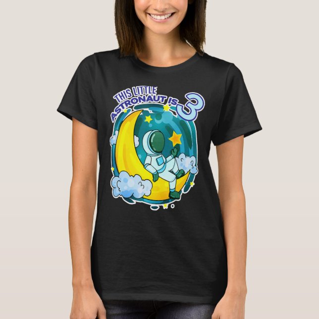 Camiseta 3 Astronauta de 3 Anos de Idade (Frente)