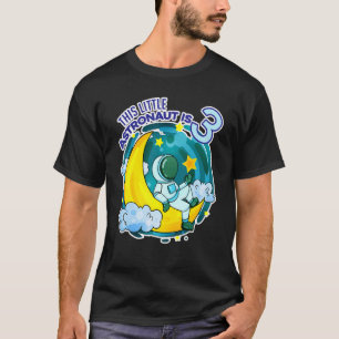 Camiseta 3 Astronauta de 3 Anos de Idade