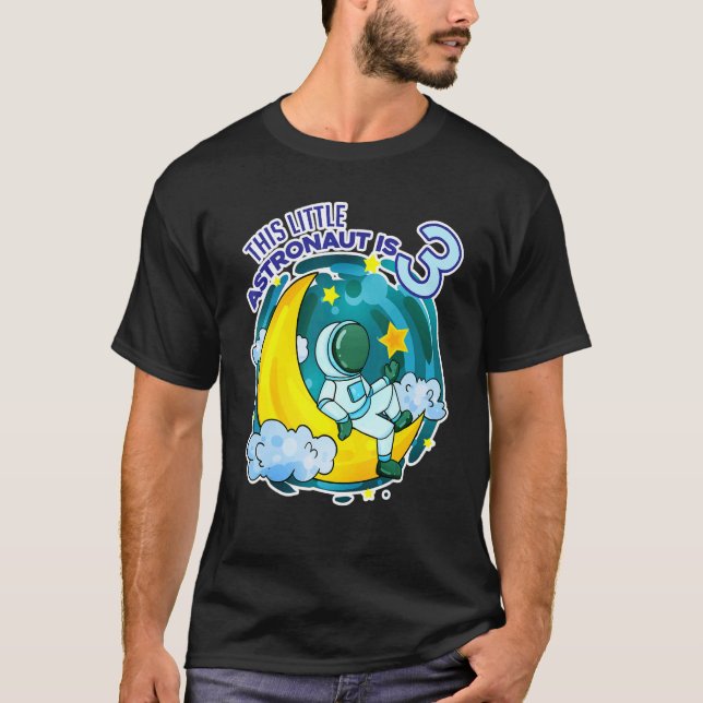 Camiseta 3 Astronauta de 3 Anos de Idade (Frente)