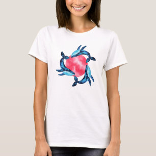 Camiseta 3 Baleias aquáticas de galáxia branca com bolha ro
