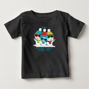 Camiseta 3 Bonecos de Neve Natal Inverno Família Texto Pers
