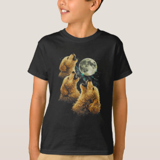 Camiseta 3 Cães Golden Doodle Uivando para a Lua Cachorros