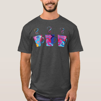 Camiseta 3 Café Silhouettes xícara de café Gra Colorida
