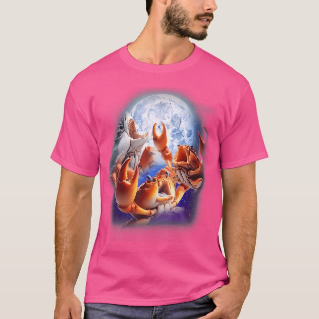 Camiseta 3 Caranguejos Gritando Na Lua Engraçada No Seafo D (Frente)
