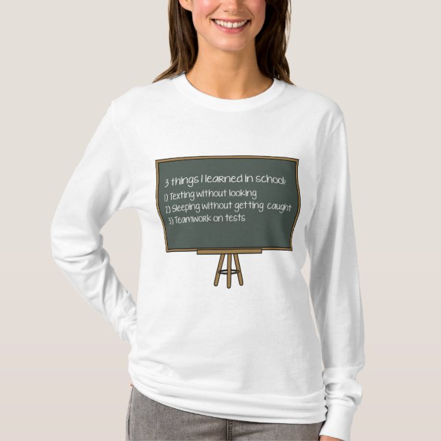 Camiseta 3 Coisas Que Aprendi Na Escola (Frente)