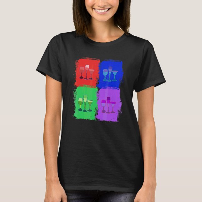 Camiseta 3 Copos De Vinho Copos De Vinho Pop Art (Frente)