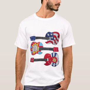 Camiseta 3 decorações da guitarra de Judaica
