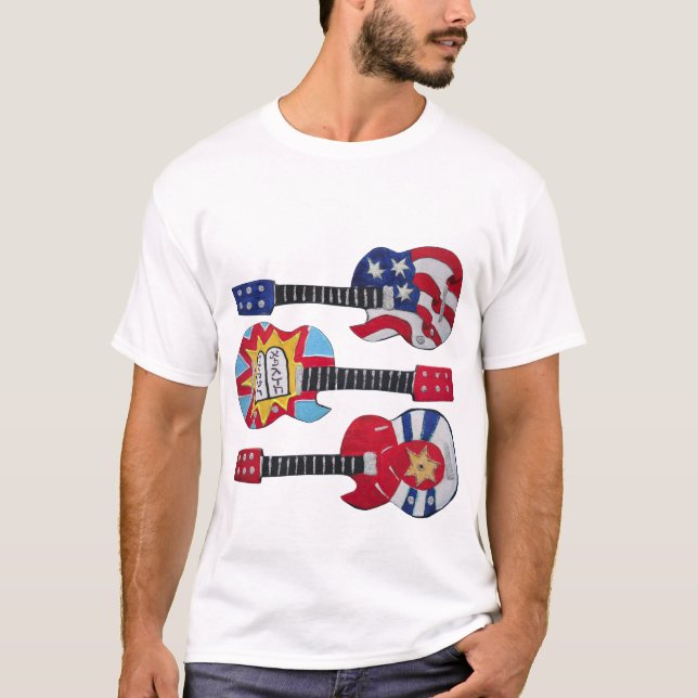 Camiseta 3 decorações da guitarra de Judaica (Frente)