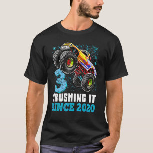Camiseta 3 Esmagando Desde 2020 Monster Truck Terceiro Aniv
