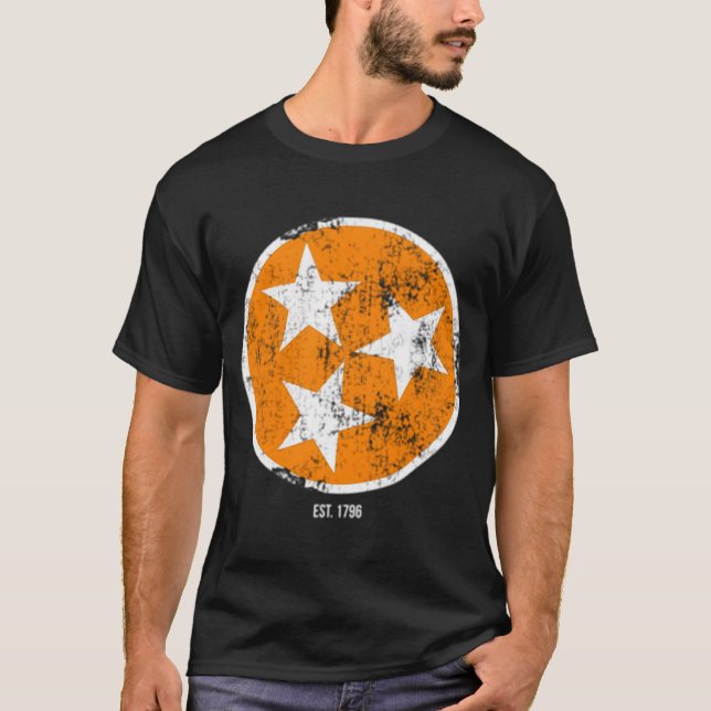 Camiseta 3 Estrelas Tn Flag Orange White Tennessee State Fl (Frente)