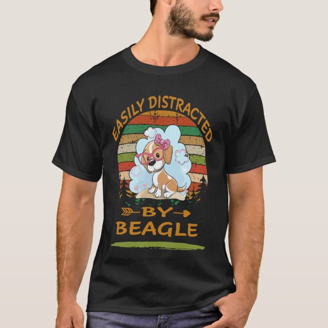 Camiseta 3 Facilmente Distraído Por Beagle (Frente)