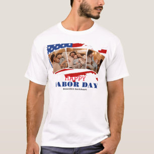 Camiseta 3 Foto: Simple Elegant Labour Day com bandeira dos