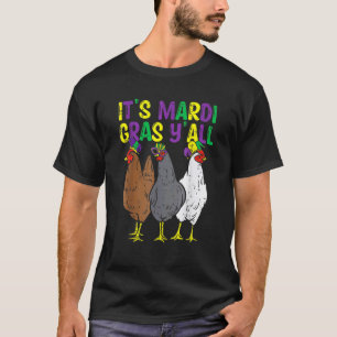 Camiseta 3 Galinhas É Mardi Gras Galera  Fazendeiros Homens
