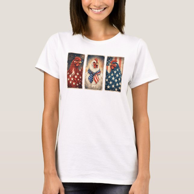 Camiseta 3 Galinhas Patrióticas (Frente)