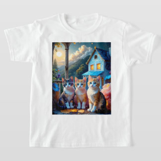 Camiseta 3 Gatinhos Adoráveis Criados por Artista