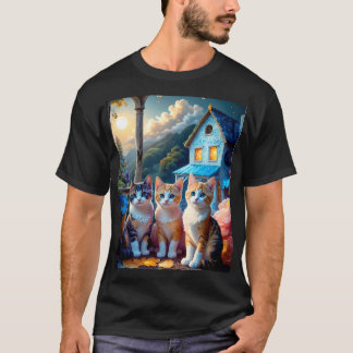 Camiseta 3 Gatinhos Adoráveis Projetados por Artista