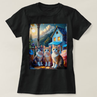 Camiseta 3 Gatinhos Adoráveis Projetados por Artista