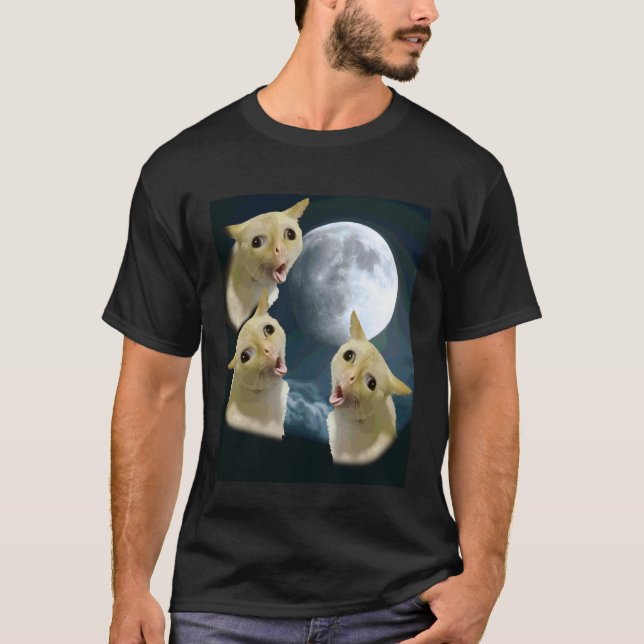 Camiseta 3 Gatos Bobos Estão Uivando Para a Lua (Frente)