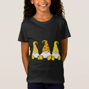Camiseta 3 Gnomos de Colheita Feliz Girassóis Cair no Verão