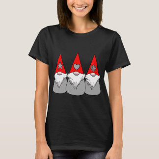 Camiseta 3 Gnomos Nórdicos Natal Cinza Vermelha Inverno Hat