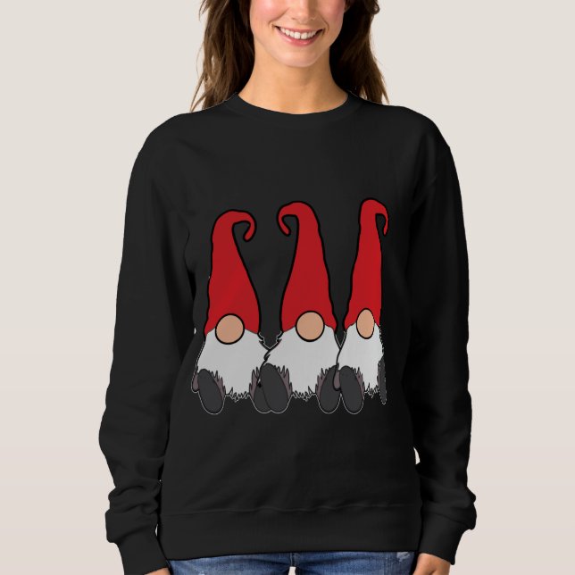 Camiseta 3 Gnomos Nórdicos Tomte de inverno Nisse Red Hats  (Frente)