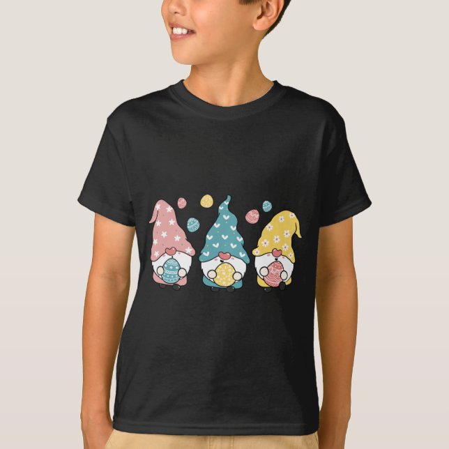 Camiseta 3 Gnomos Páscoas Estilo de Cartoon (Frente)