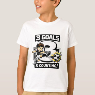 Camiseta 3 Gols e Contando Aniversário de Futebol para Meni