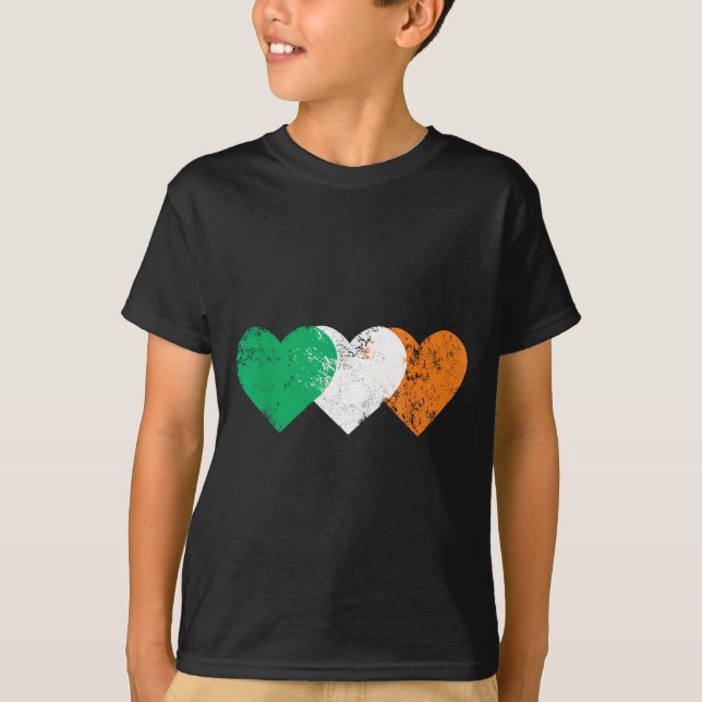 Camiseta 3 Hearts Ireland Flag St. Patricks Day Irish Flags (Frente)